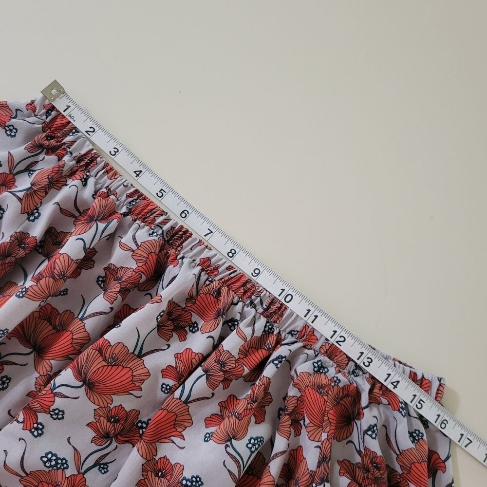 ASTR The Label Red Poppy Print Off Shoulder Crop Top Blouse - Picture 7 of 16